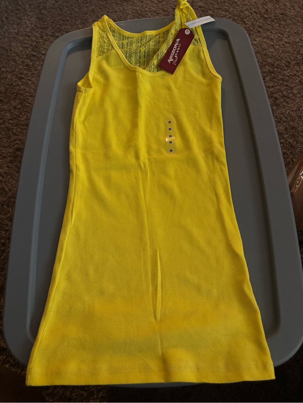 Arizona Jean Company Yellow Lace-Back Tank Dress